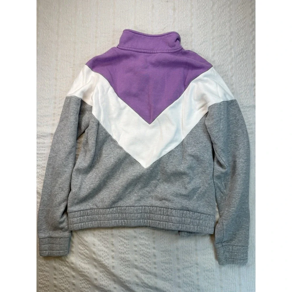 FILA Colorblock Quarter Zip Sweatshirt‎ Cropped Purple Gray White XL
